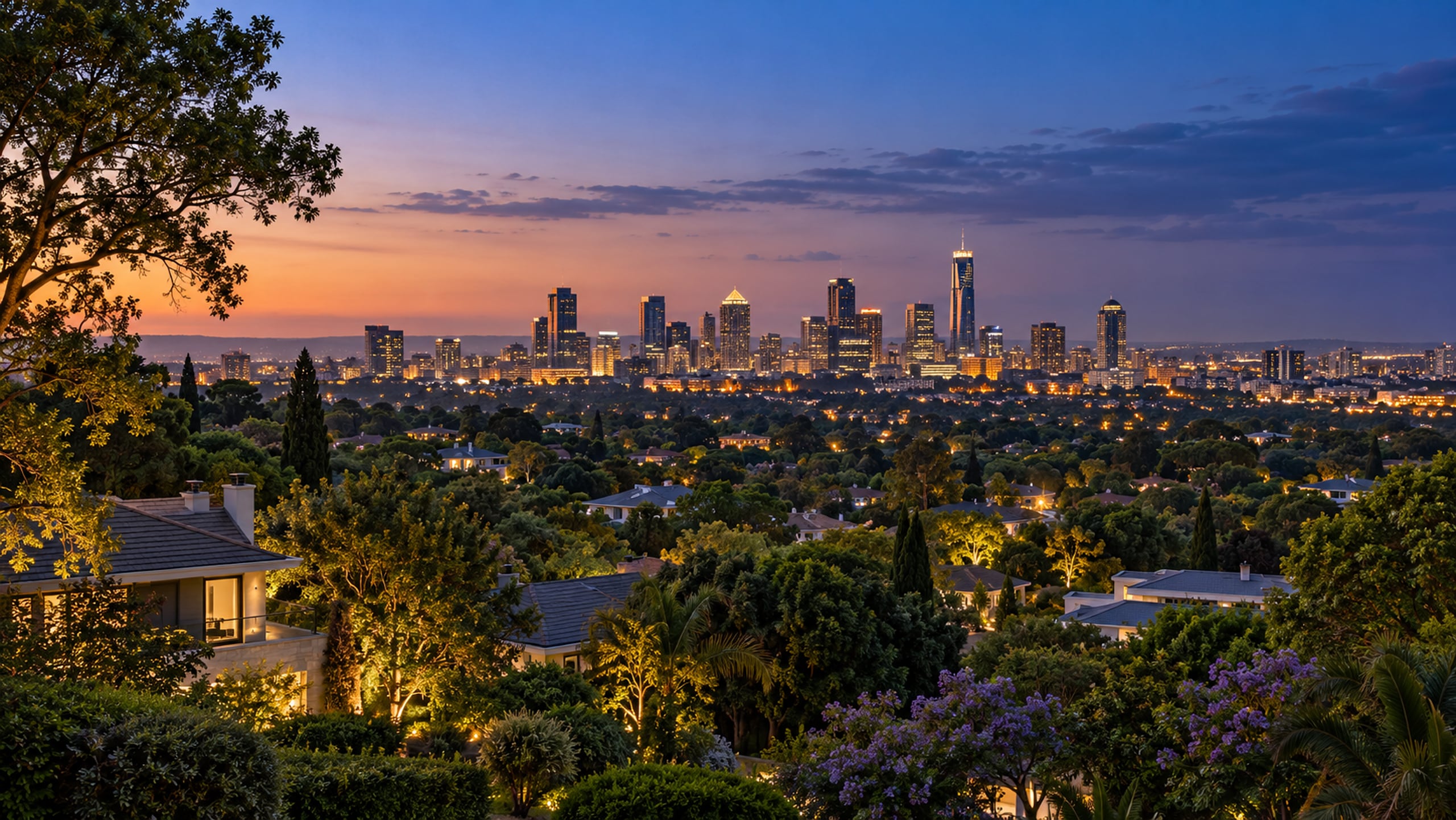 Johannesburg's northern suburbs at dusk